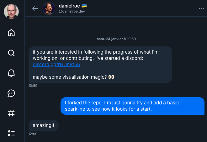Daniel invites me to a discord server to contribute to npmx