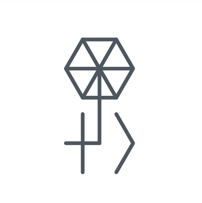 glyph for the verb to love, in graphieros, pronounced sa-kme